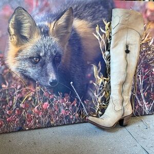 Elegant Beige Over the Knee Boots